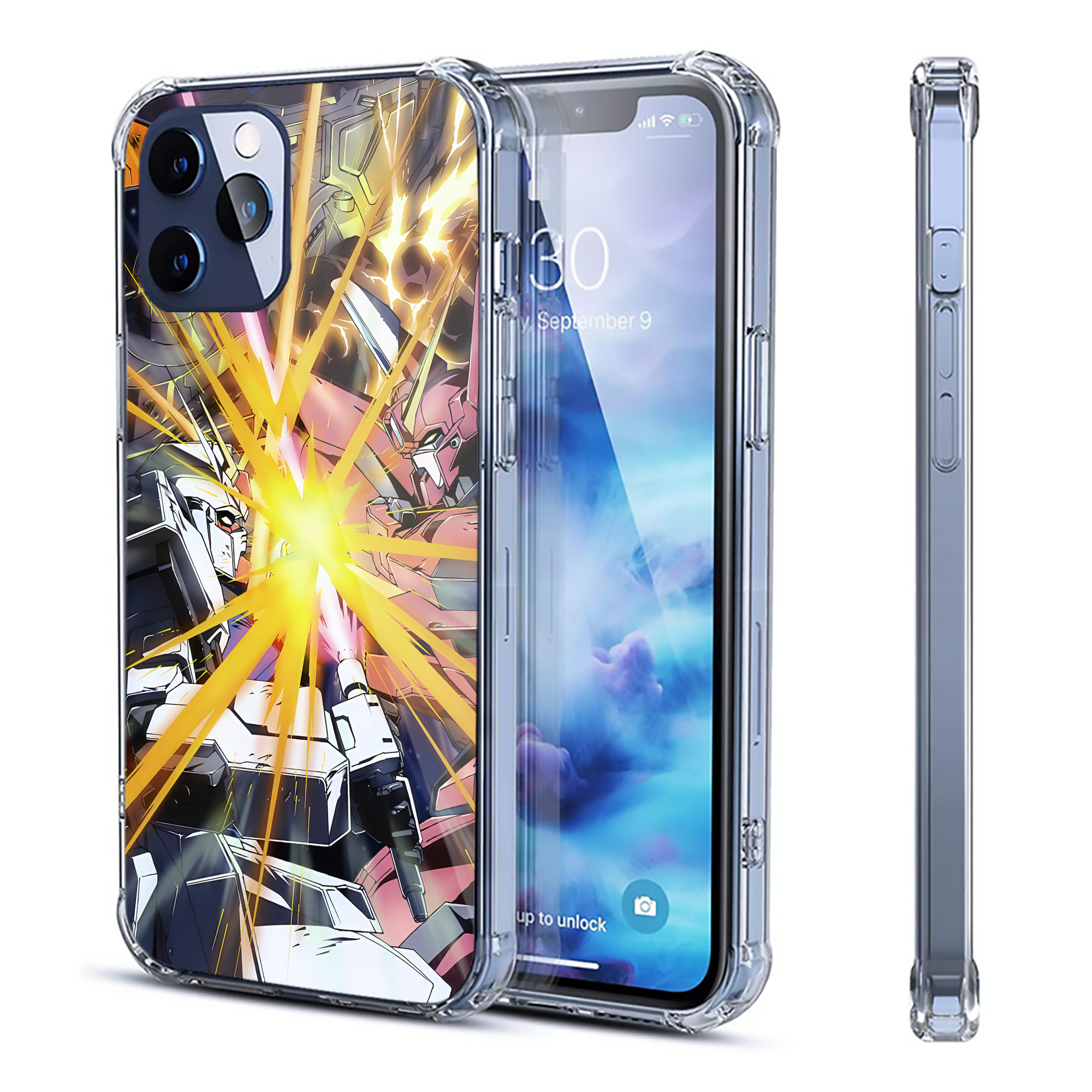 （画像用） 機動戦士ガンダム Mobile Suit Gundam 【iPhone 12シリーズ対応】透明スマホケース（クリアソフトケース）